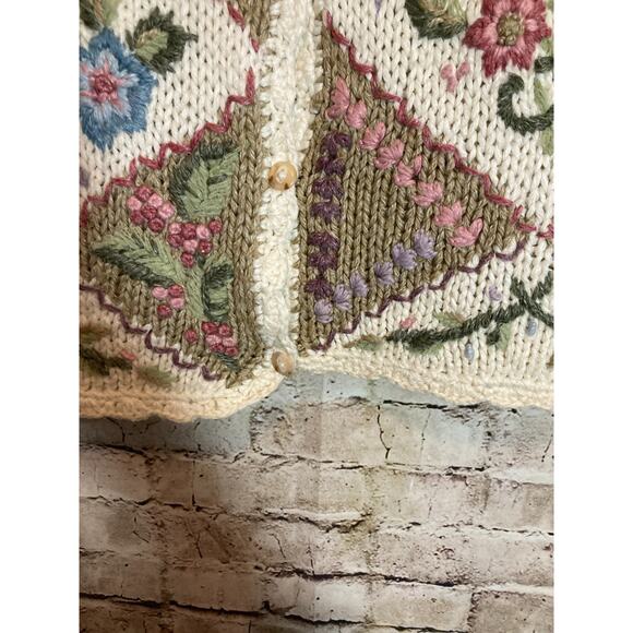 Vintage Adrian Delafield Sweater Vest Womens Medium Bobble Cream Cottage Country - Picture 5 of 12